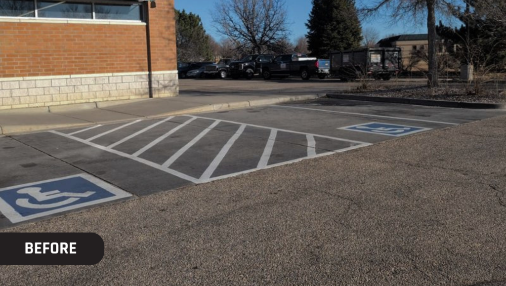 Before Line Striping Project for O’Reilly’s Auto Parts in Windsor, CO