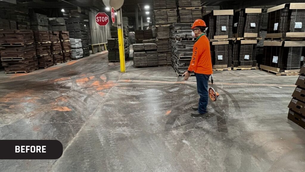 W.W. Grainger, Inc. warehouse before new line markings are painted