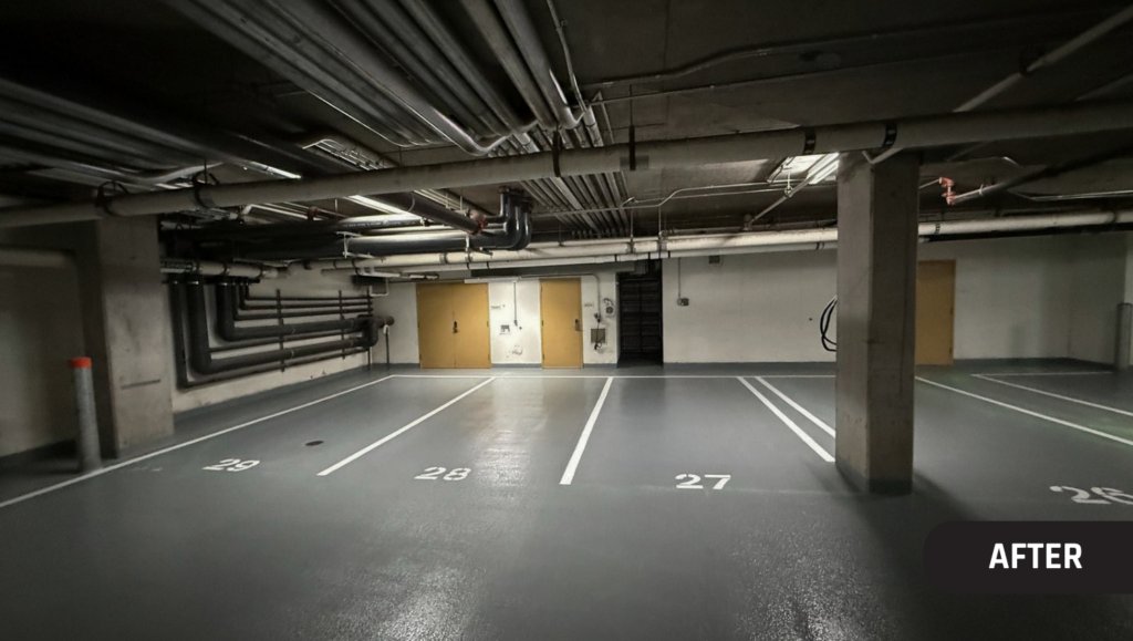 After Line Striping Markings for The Little Nell Parking Garage in Aspen, CO