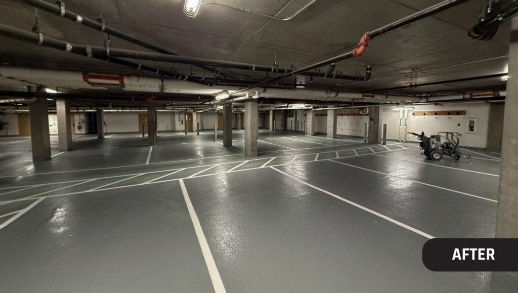 After Line Striping Project for The Little Nell Parking Garage in Aspen, CO
