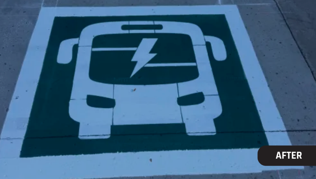 EV Charging Bay Markings Project for Milliken Elementary School in Milliken, CO