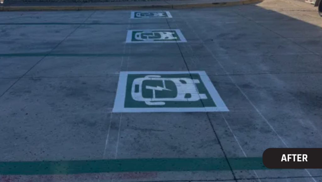 EV Charging Bay Markings Work for Milliken Elementary School in Milliken, CO