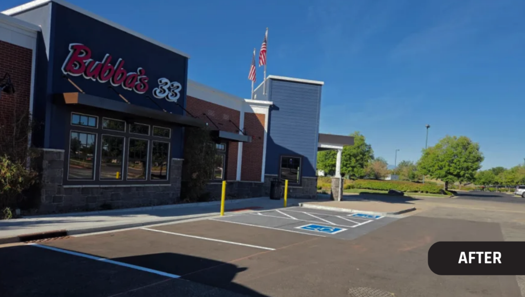After Line Striping and ADA Compliance for Bubba's 33 in Denver, CO