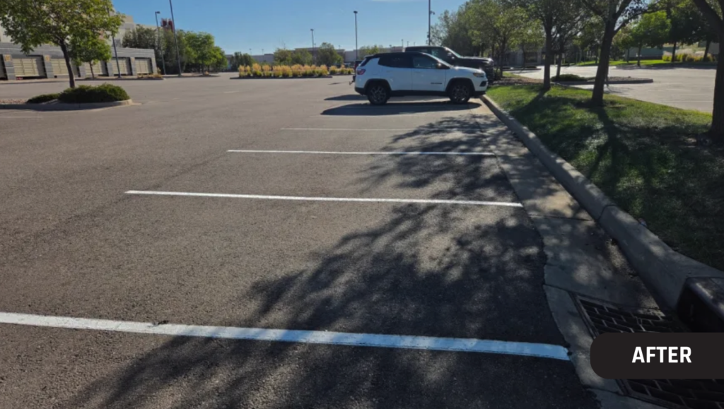 After Line Striping and ADA Compliance Work for Bubba's 33 in Denver, CO