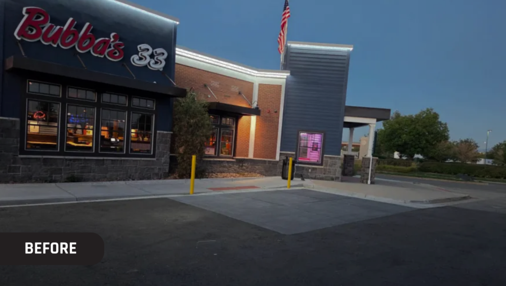 Before Line Striping and ADA Compliance for Bubba's 33 in Denver, CO
