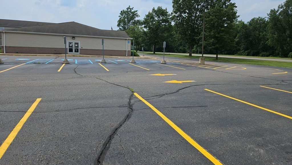 freshly painted parking spots for Taylor Exemplar Academy