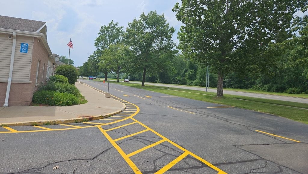 freshly painted crosswalk for Taylor Exemplar Academy