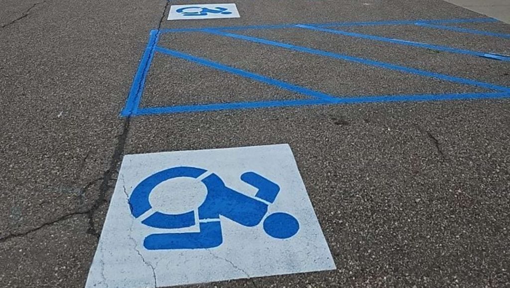 new ada-compliant striped stalls