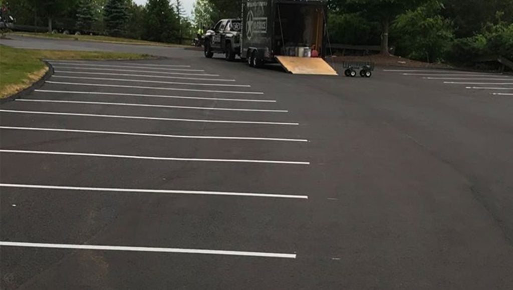rounded parking lot restripe project