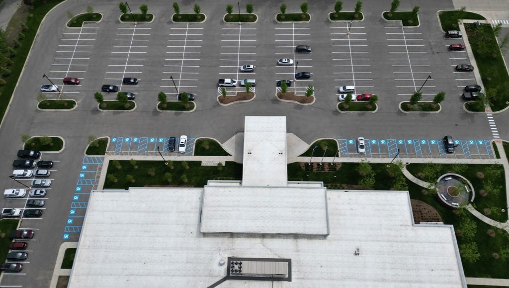 freshly painted lines for veteran affair parking lot