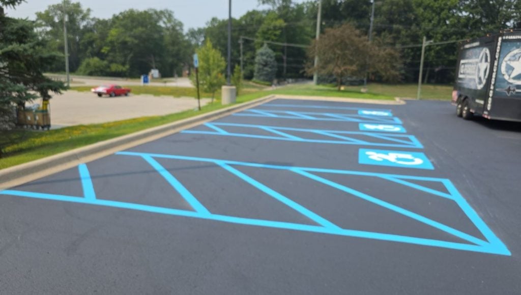 ada compliance parking spots freshly painted for Advia Credit Union