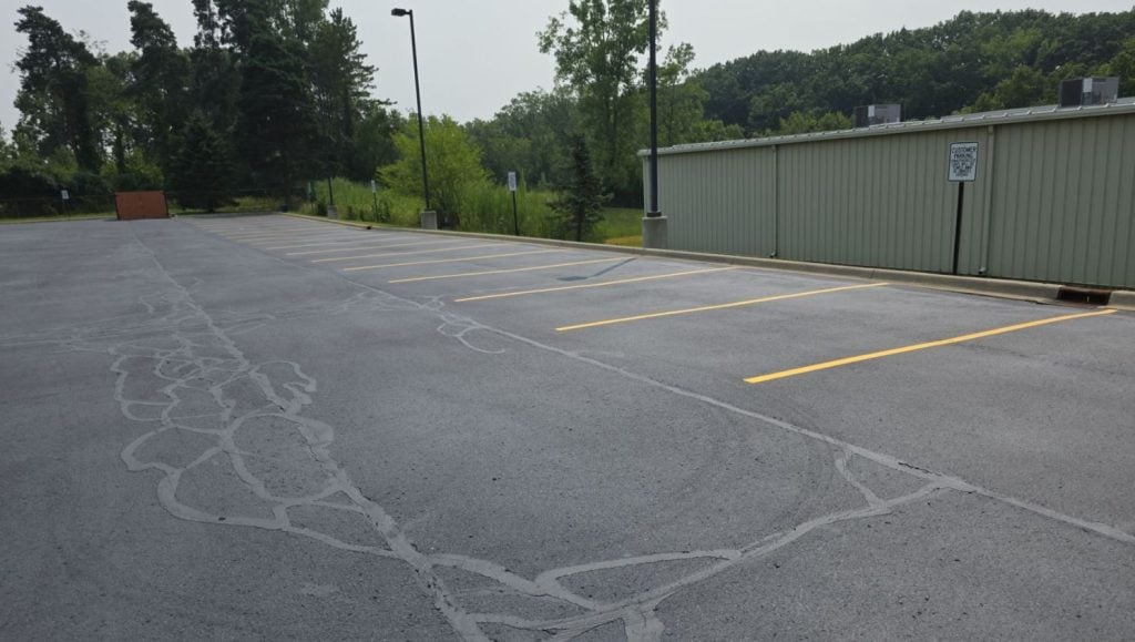 Advia Credit Union parking lot freshly painted