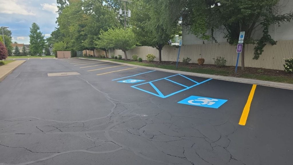 ada compliance parking spots freshly painted for Advia Credit Union