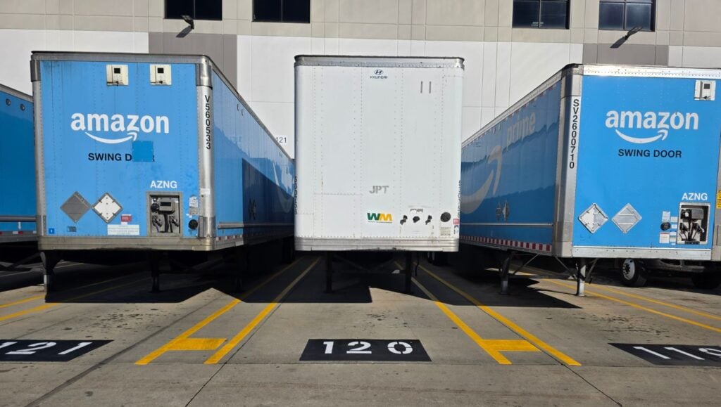 numbers freshly painted for Amazon parking lot