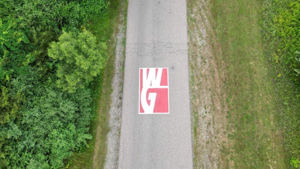 line striping freshly painted for Wyman Gordan