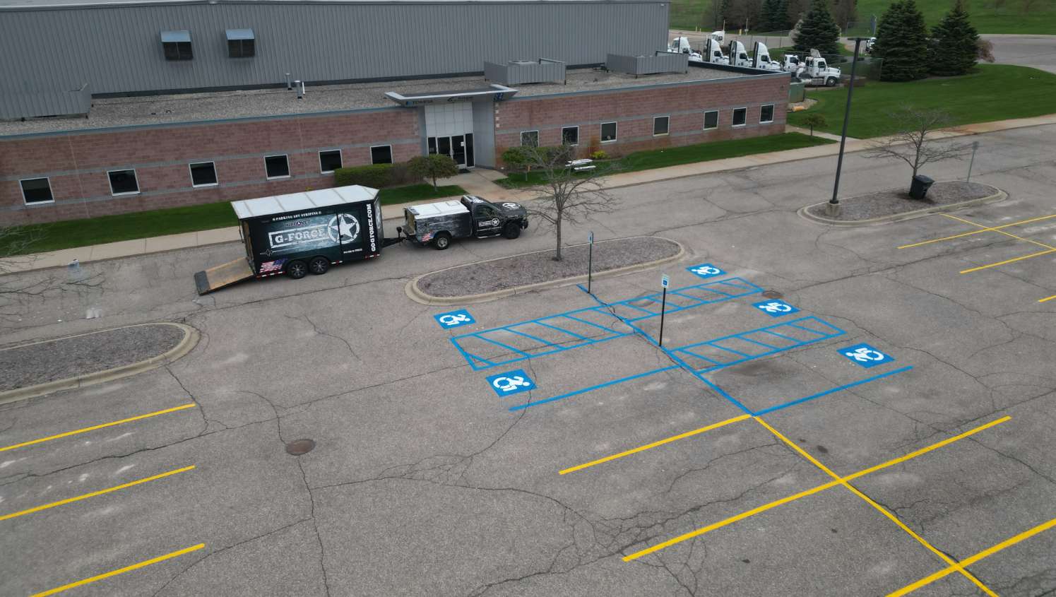 aerial view of new parking lot