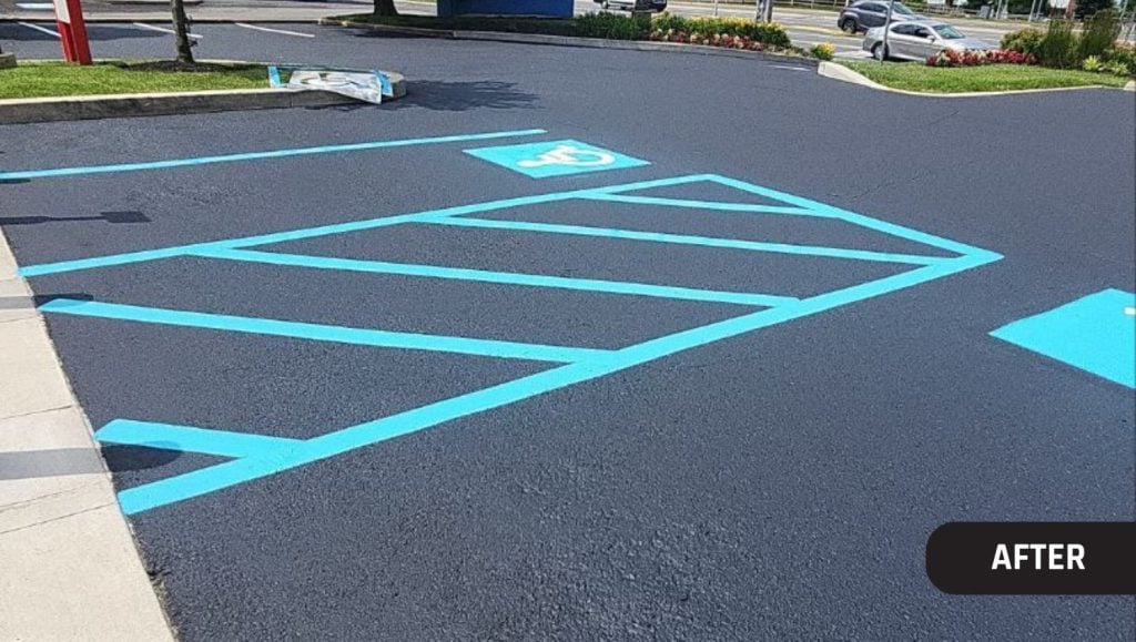 ada compliance parking spot freshly painted for bank of america