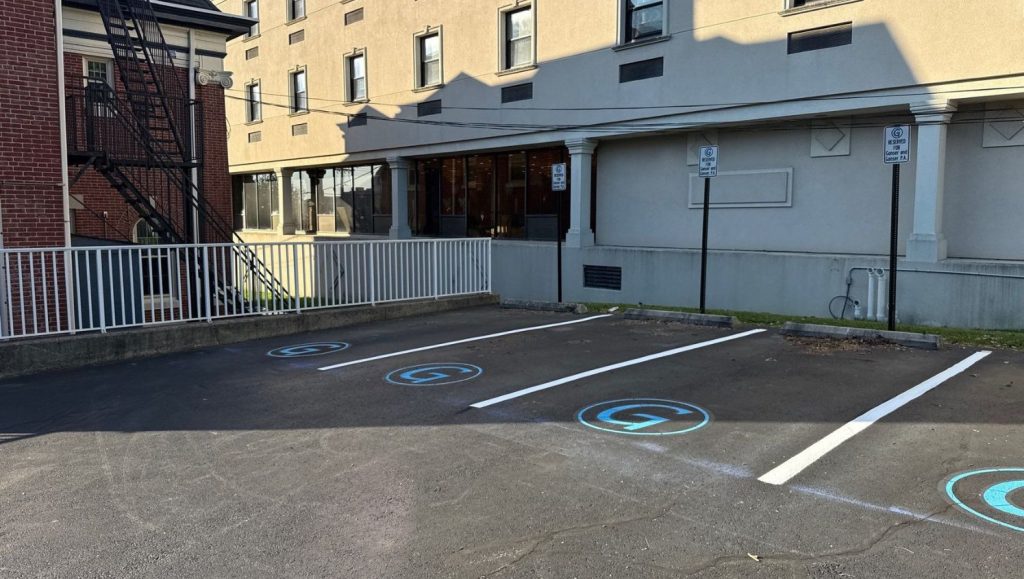 parking spots freshly painted for Gonser & Gonser P.A. parking spot