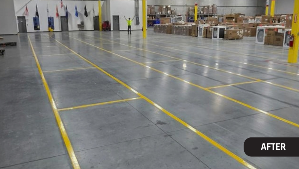 After Project Warehouse Marking for Lowe's Warehouse in Leland, NC