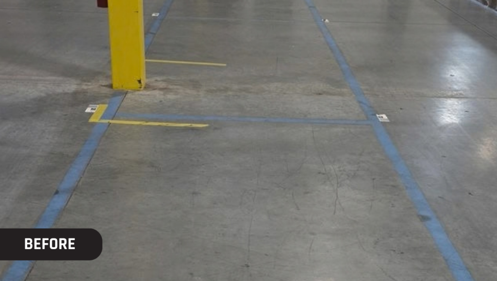 Before Project Warehouse Marking for Lowe's Warehouse in Leland, NC