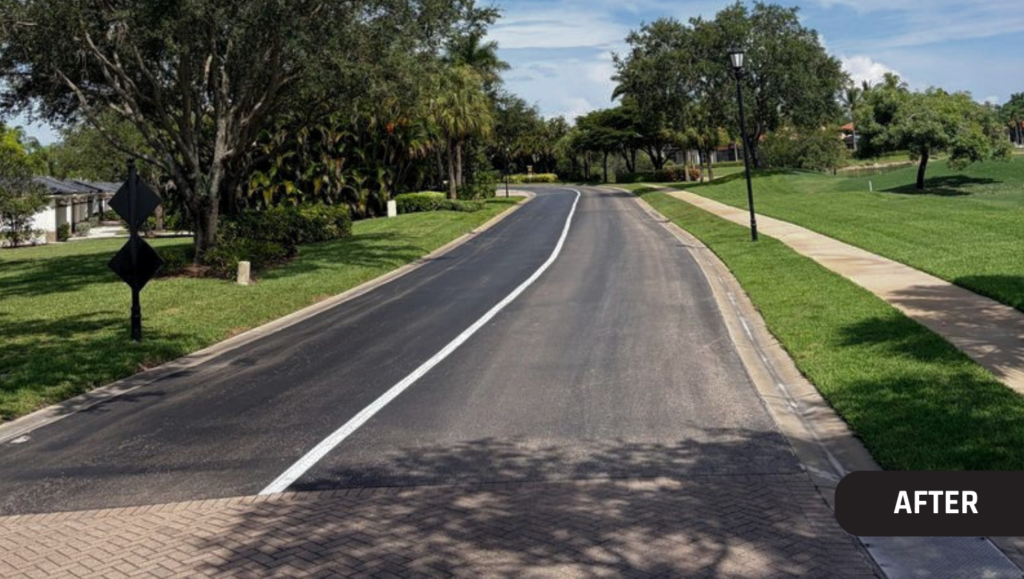 After Line Striping Street for Vasari Golf Community in Bonita Springs, FL