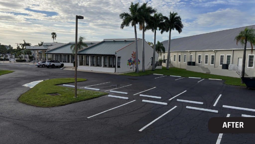 After Field Asphalt Sealcoating and Line Striping for Punta Gorda Visual Arts Center in Punta Gorda, FL