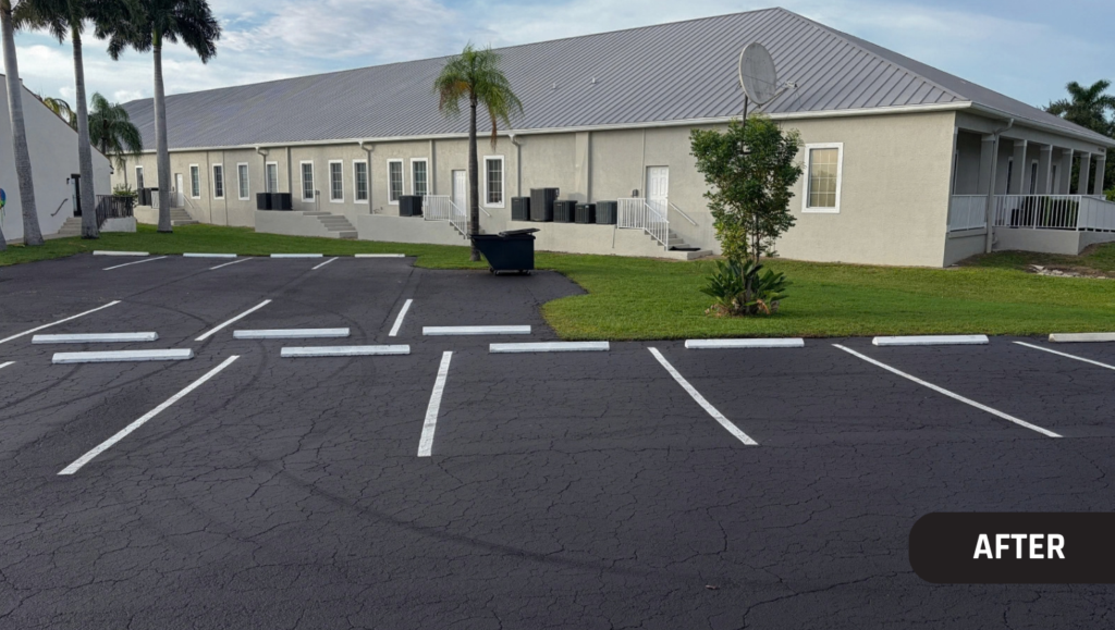 After Repair Asphalt Sealcoating and Line Striping for Punta Gorda Visual Arts Center in Punta Gorda, FL