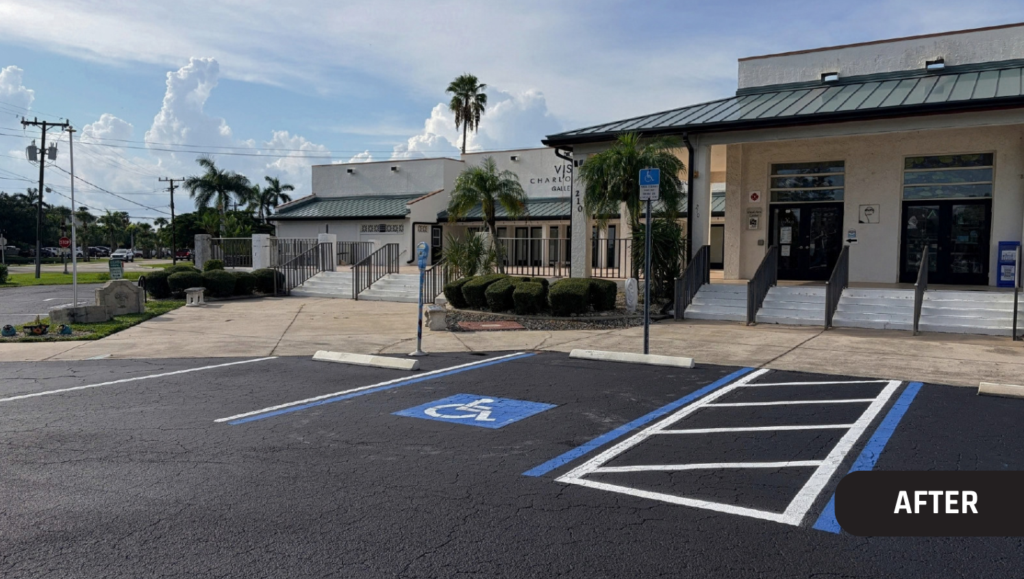After Work Asphalt Sealcoating and Line Striping for Punta Gorda Visual Arts Center in Punta Gorda, FL