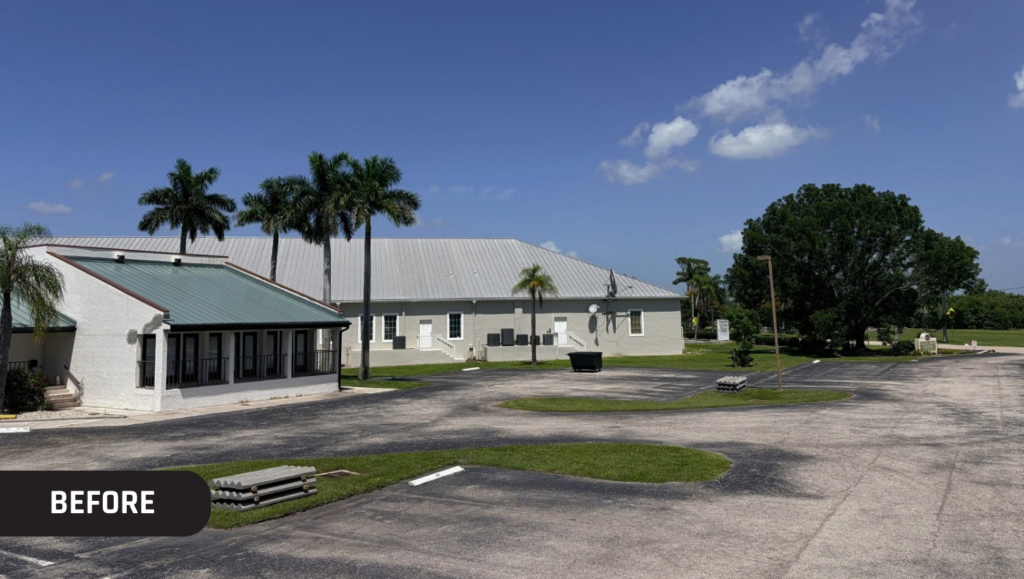 Before Field Asphalt Sealcoating and Line Striping for Punta Gorda Visual Arts Center in Punta Gorda, FL