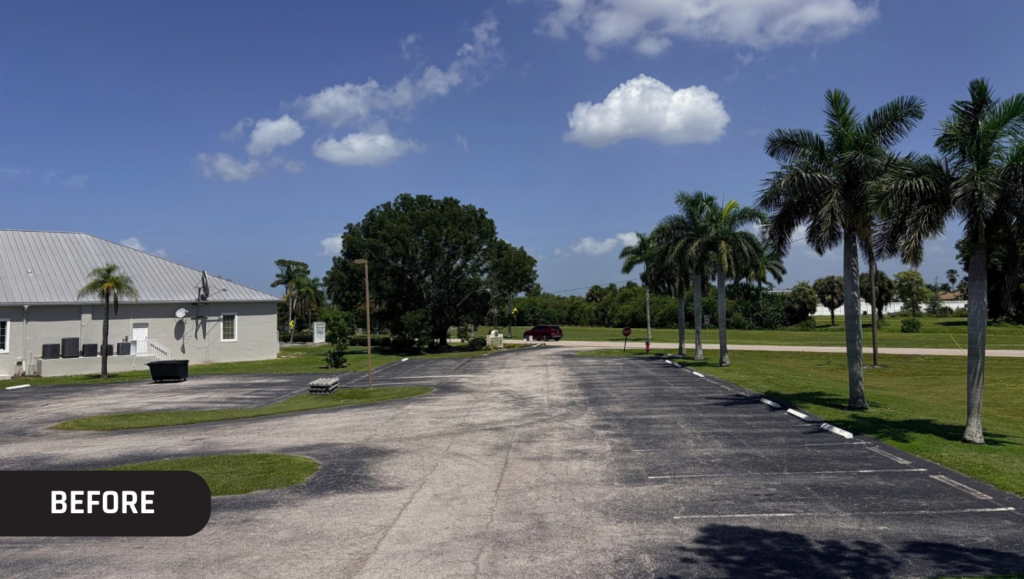 Before Project Asphalt Sealcoating and Line Striping for Punta Gorda Visual Arts Center in Punta Gorda, FL