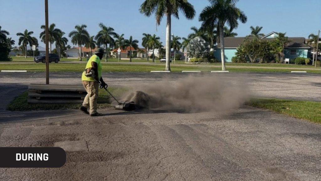 During Asphalt Sealcoating and Line Striping for Punta Gorda Visual Arts Center in Punta Gorda, FL