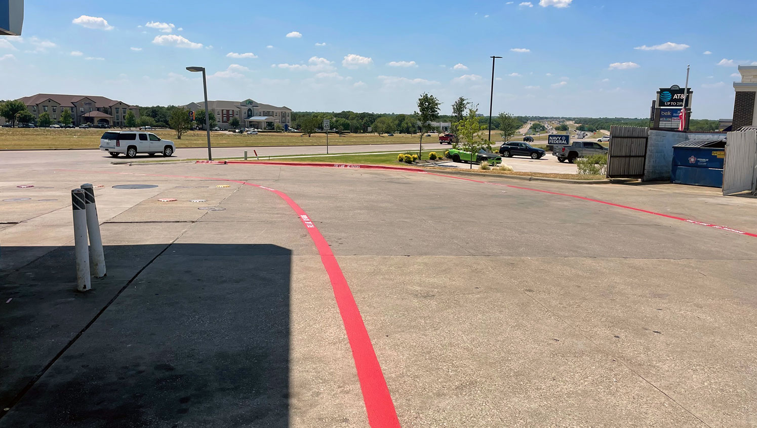new fire and line striping for a gas station in Mansfield, Texas