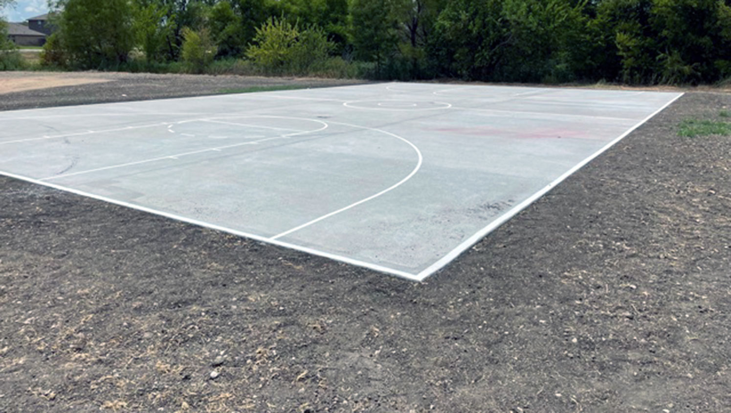 basketball court before re-striping