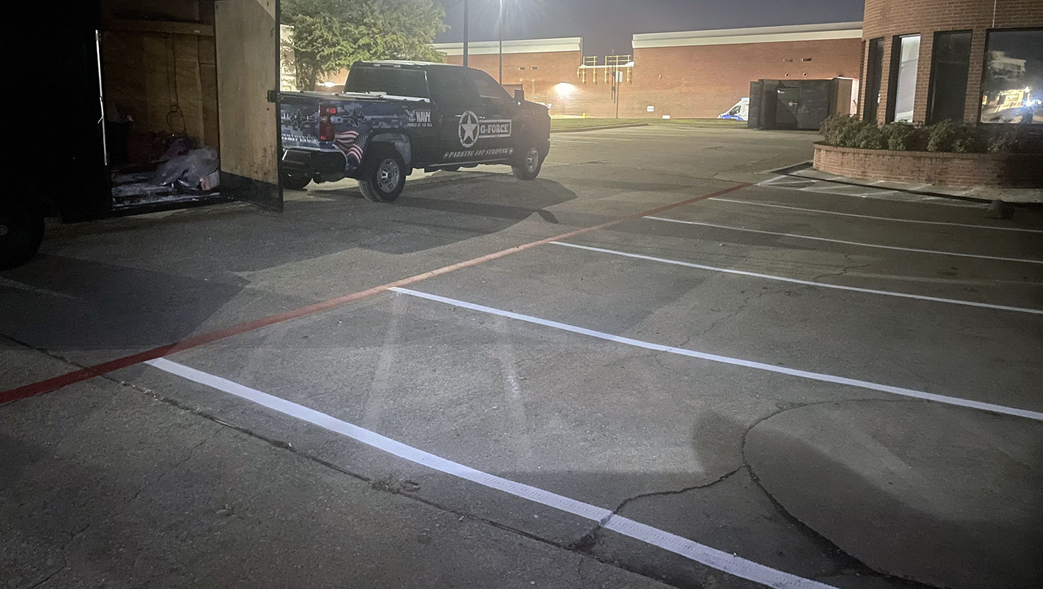 newly striped parking lot stalls at dental office
