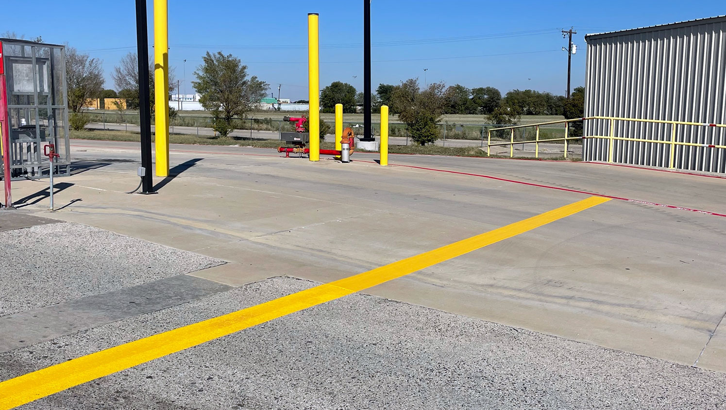 new truck parking stripe markings at love’s travel stop distribution center