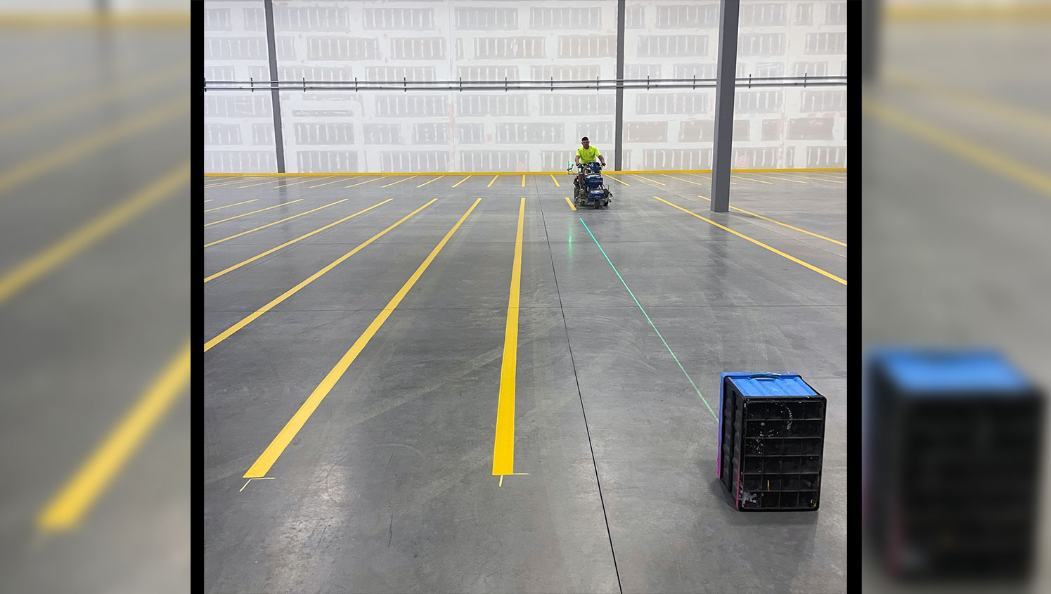 newly striped pallet location markers