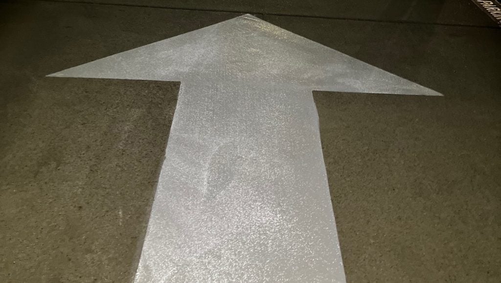 fire lane striping freshly painted for Artistic Motion Dance Academy parking lot