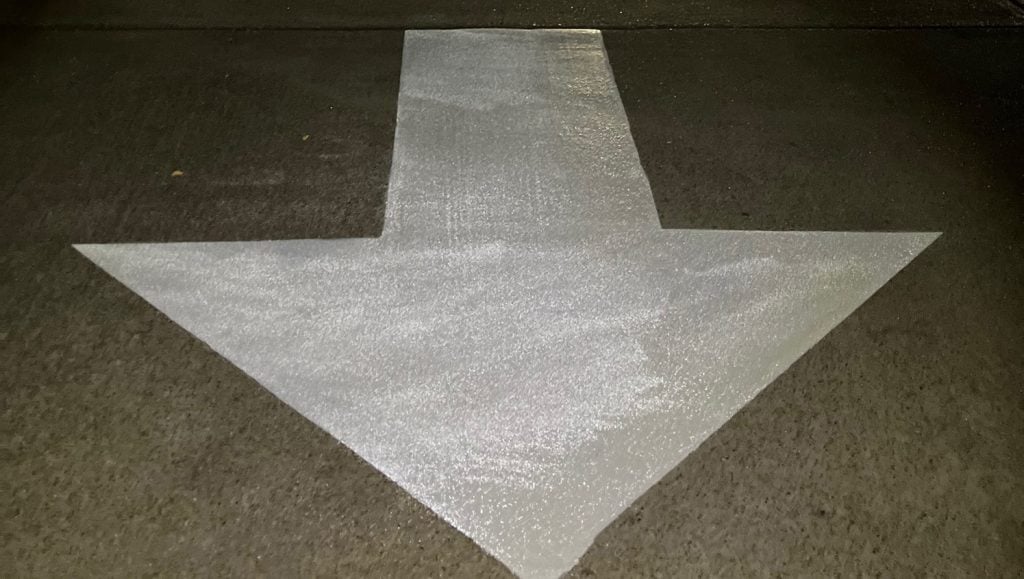ada compliance parking spot freshly painted for Artistic Motion Dance Academy parking lot