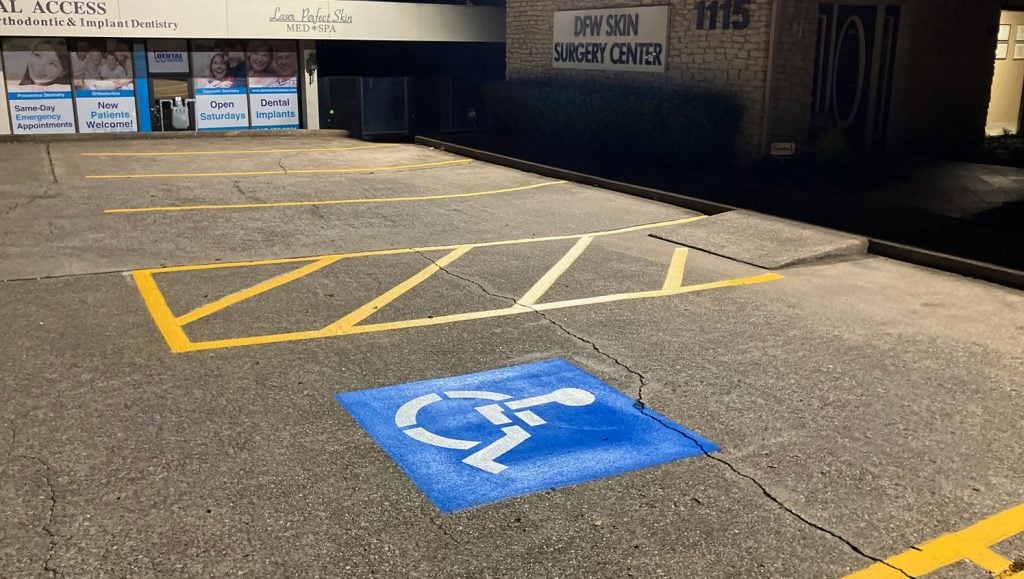 Randol Mill Family Dentistry parking lot freshly painted