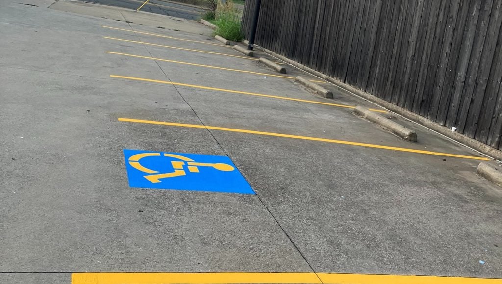 ada compliance parking spots freshly painted for Shotokan Karate Academy