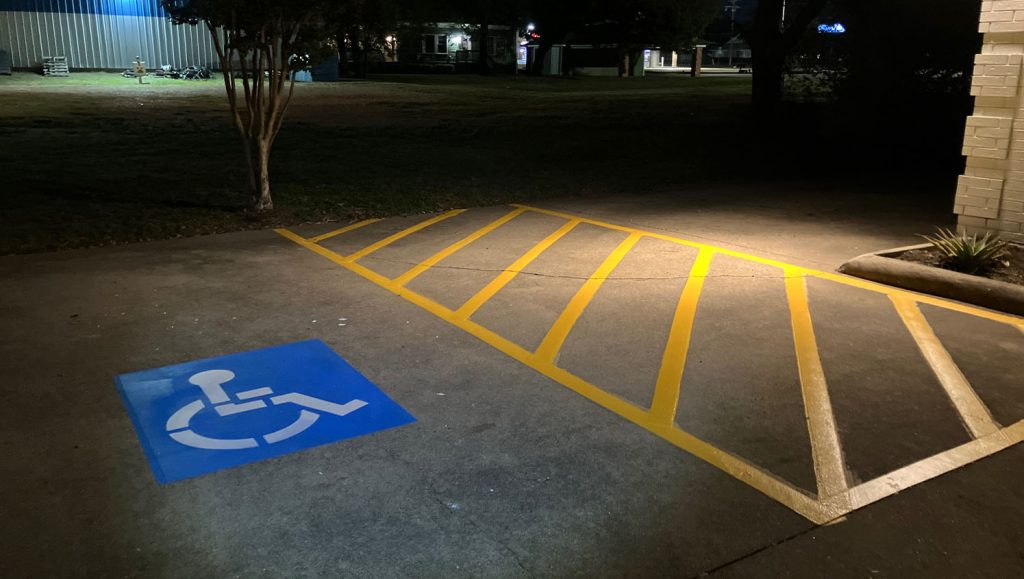 ada compliance parking spots freshly painted for 4 Separate Small Businesses