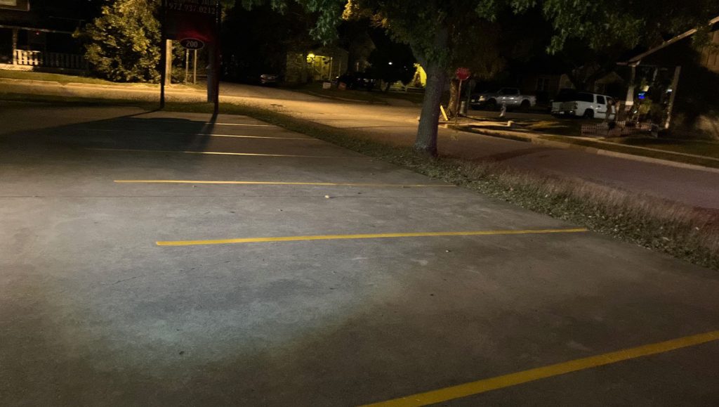 close-up of freshly painted parking spots