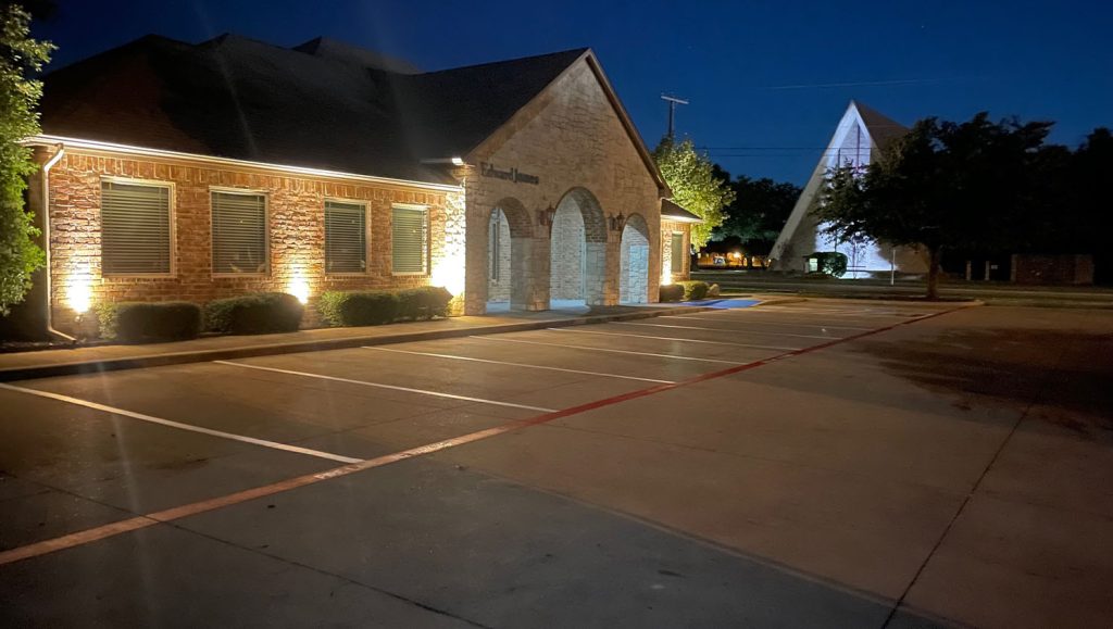 business parking lot with freshly painted parking spots