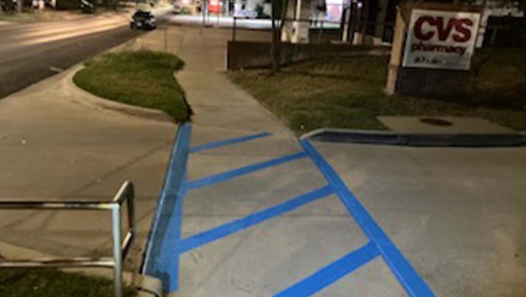 fire lane striping freshly painted for CVS