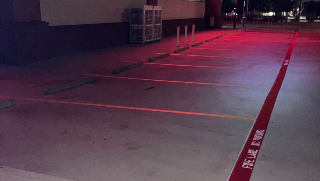 parking spots freshly painted for CVS parking lot
