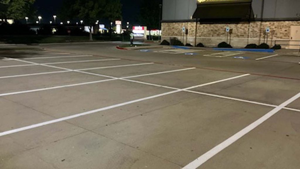 Burleson Commons Shopping Center parking lot freshly painted
