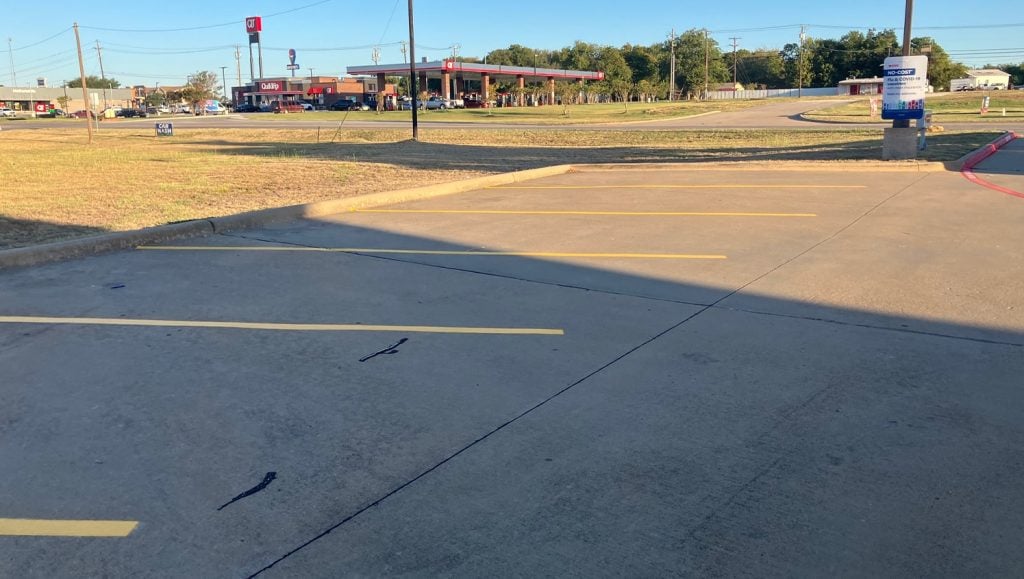 parking spots freshly painted for CVS