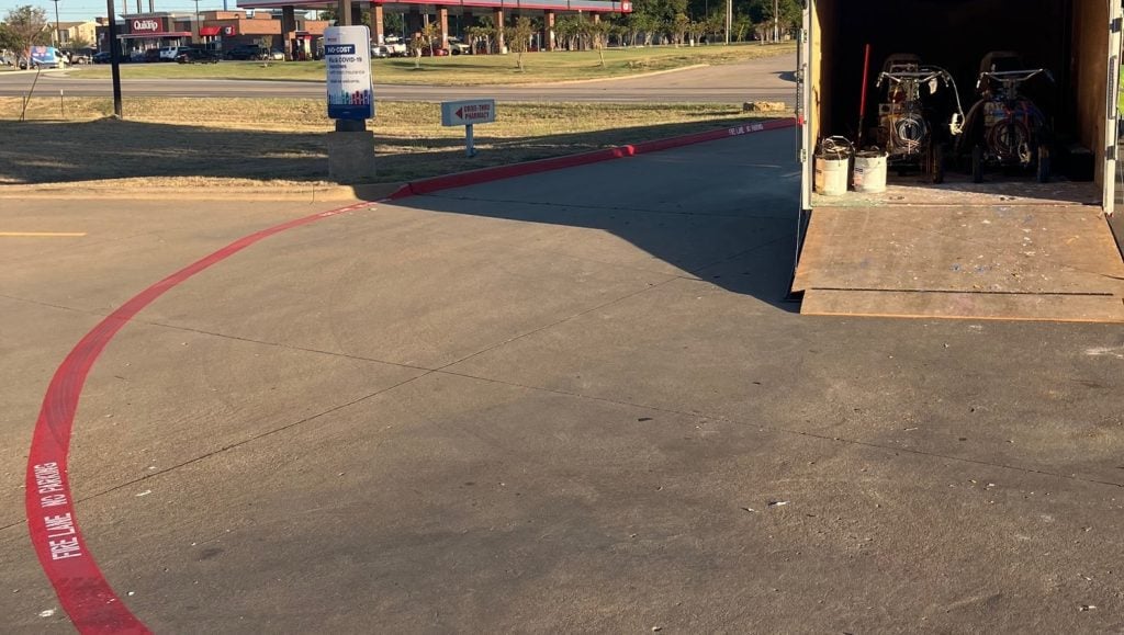 freshly painted parking spots for CVS parking lot