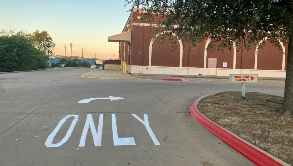 only right turn freshly painted for CVS parking lot