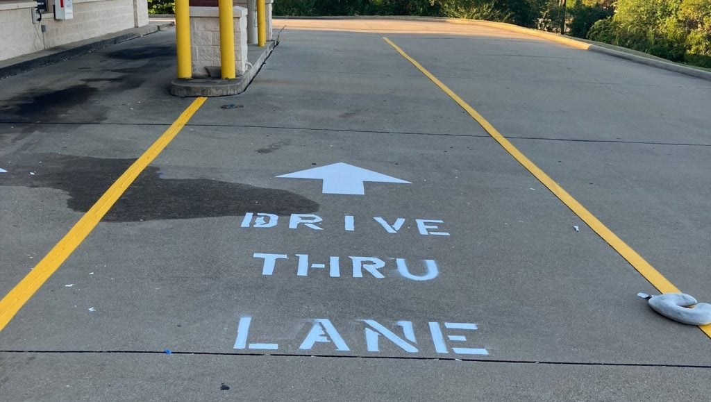 drive thru line markings for CVS parking lot